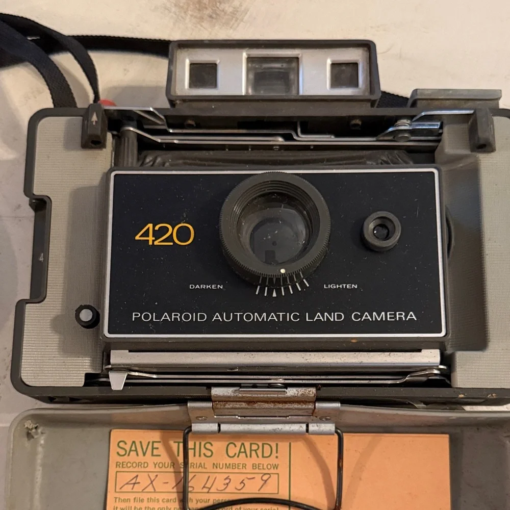 Vintage Polaroid 420 Instant Camera with Black Strap - untested